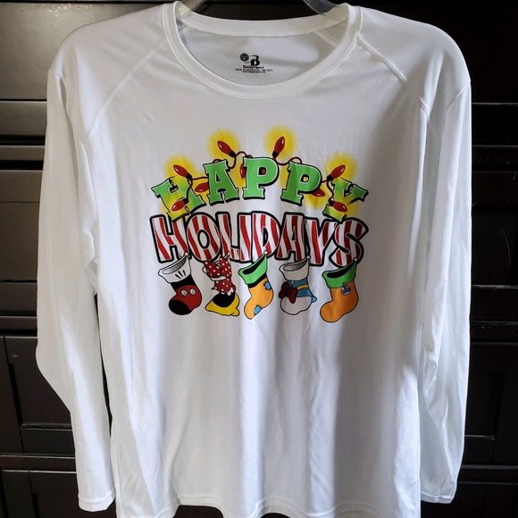 Disney Happy Holidays Long Sleeve White T-Shirt NWOT - Picture 2 of 9